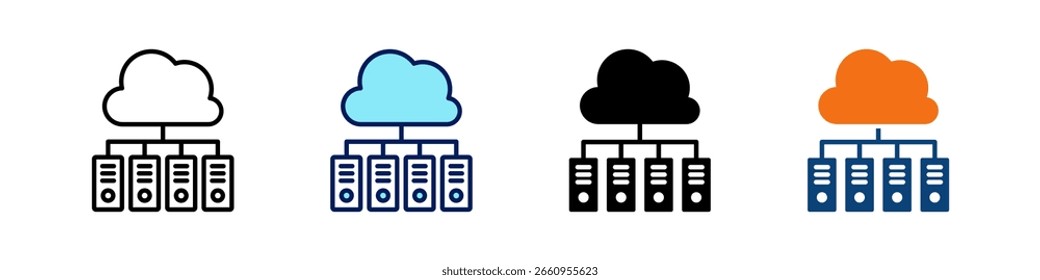 Cloud-Infrastruktur Alles in einem Symbol Multi Styles Vektor-Set