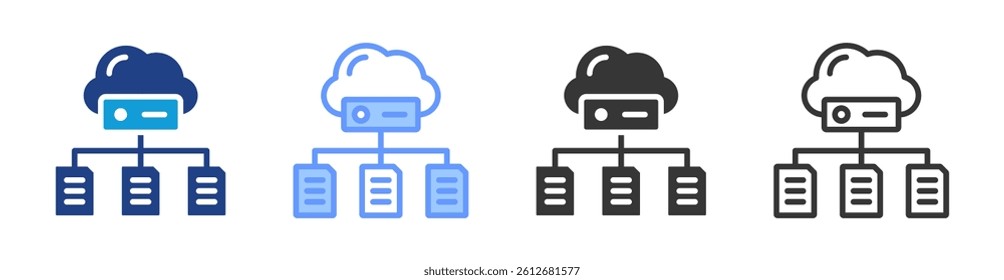 Cloud infrastructure icon set multiple style collection