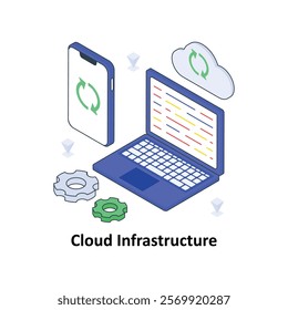 Cloud Infrastructure isometric Colored illustration. EPS File stock illustration