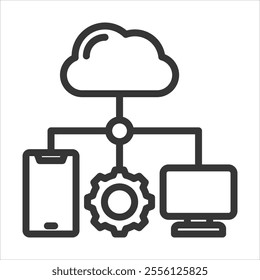 Cloud Infrastructure Outline Icon Vector Illustration