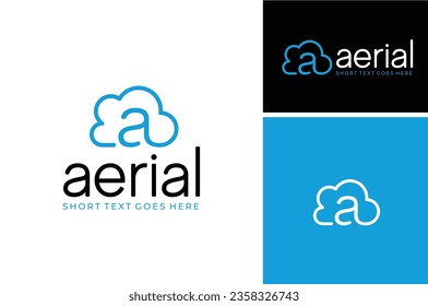 Cloud Initial Letter A Air Aerial Atmosphere for Sky Weather logo design