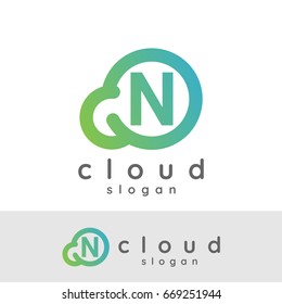 cloud initial Letter N Logo design
