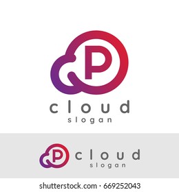 cloud initial Letter P Logo design