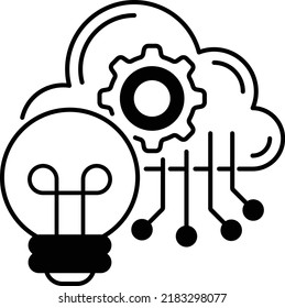 Cloud-Innovation ermöglicht Vektorsymbol-Design, Cloud-Verarbeitungssymbol, Computing Services-Zeichen, Web Services und Data Center-Stockillustration, End-to-End-Innovationsmanagement-Konzept