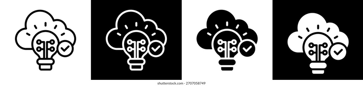 Icono De Innovación En La Nube En Colección De Estilo Relleno En Blanco Y Negro