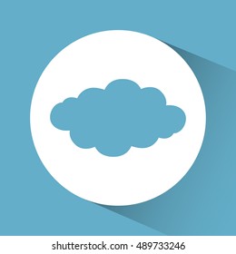 Cloud inside circle icon. Weather sky nature and season theme. Blue and white design. Vector illustration