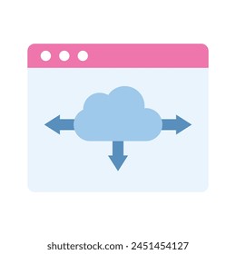 Cloud inside website, concept isometric icon of cloud computing