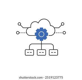 Icono de integración en la nube. Gráfico de sincronización de datos. Símbolo de conectividad perfecta. Eficiencia del flujo de trabajo basado en la nube.