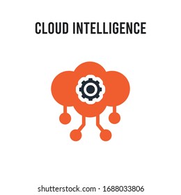 Cloud Intelligence vector icon on white background. Red and black colored Cloud Intelligence icon. Simple element illustration sign symbol EPS