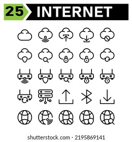 Cloud Interface Icon Set Include Cloud, Connection, Internet, Network, Web, Upload, Download, Remove, Block, Shield, Protect, Security, Find, Padlock, Sync, Refresh, Router, Search, Server, Database