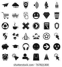 Cloud of interface icons set. Simple style of 36 cloud of interface vector icons for web isolated on white background