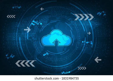 Cloud interface that shows data uploading to the internet.
