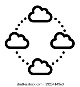 cloud internet commmuniation icon, outline black style, seo and business illustration