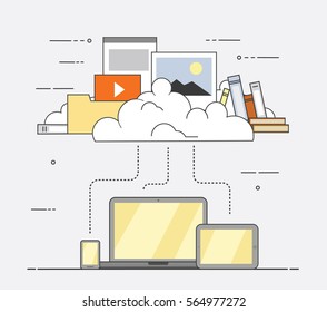 Cloud, internet. Common storage for all devices