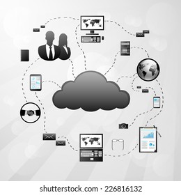 Cloud internet connection digital electronic device icon Vector Illustration