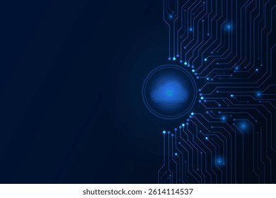 Cloud internet data storage database and data server with circuit board, technology background, Vector and Illustration