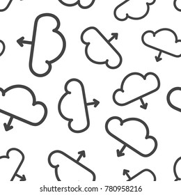 Cloud internet download seamless pattern background. Business flat vector illustration. Cloud computer sign symbol pattern.