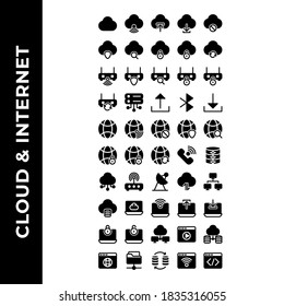 Cloud And Internet Icon Set Include Wifi,upload,download,remove,shield,search,padlock,sync,protect,blue Tooth,server,web,block,phone,computing,database,satellite,modem,transfer,lan,web,security