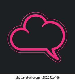 Cloud intimate chat icon. Gentle image of a private chat for communication. Isolated vector illustration on black background.