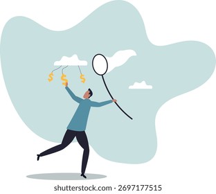 Investimento em nuvem, nova tecnologia usando o estoque de computação em nuvem aumentando e ganhar mais lucro em nova economia normal .sobre um homem e sua vida.