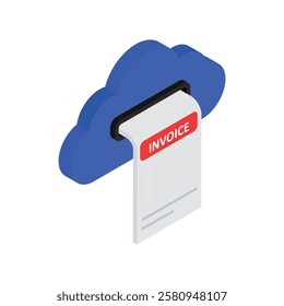 Cloud Invoice Vector Flat Isometric Icon Style illustration. Eps 10 File