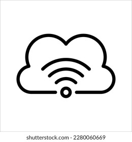 Cloud IOT icon with wifi sign, Internet of Things symbol, vector illustration on white background