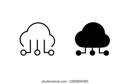 Cloud IOT icon with wifi sign, Internet of Things symbol, black line isolated on white background, editable stroke vector illustration. cloud service illustration sign. communication symbol.