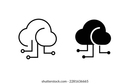 Icono de IOT en la nube con signo wifi, símbolo de Internet de las cosas, línea negra aislada en fondo blanco, ilustración de vector de trazo editable. signo de ilustración de servicio en la nube. símbolo de comunicación.