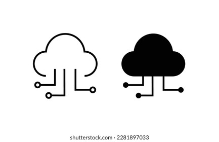 Cloud IOT icon with wifi sign, Internet of Things symbol, black line isolated on white background, editable stroke vector illustration. cloud service illustration sign. communication symbol.