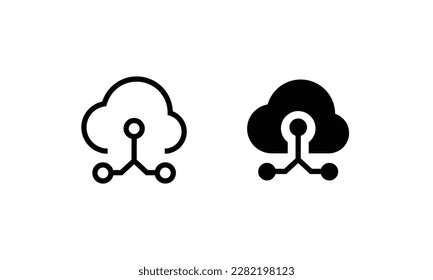 Cloud IOT icon with wifi sign, Internet of Things symbol, black line isolated on white background, editable stroke vector illustration. cloud service illustration sign. communication symbol.