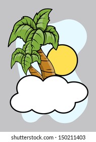 Cloud Island - Vector Cartoon Illustration