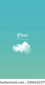 Cloud isolated on soft green background. Vector vertical template for digital social media post, screen, mobile app