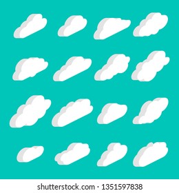 Cloud isometric icon. Sky clouds set. Cloud set. vector illustration