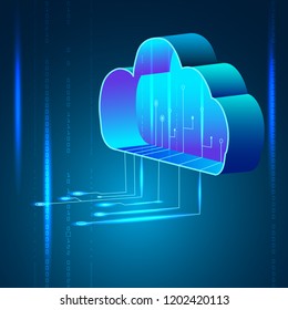 cloud isometry, vector illustration, technology