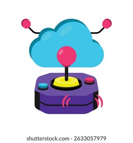 Cloud Joystick Vector style icon. Eps 10 file