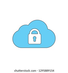 cloud and key colored icon vector design illustration