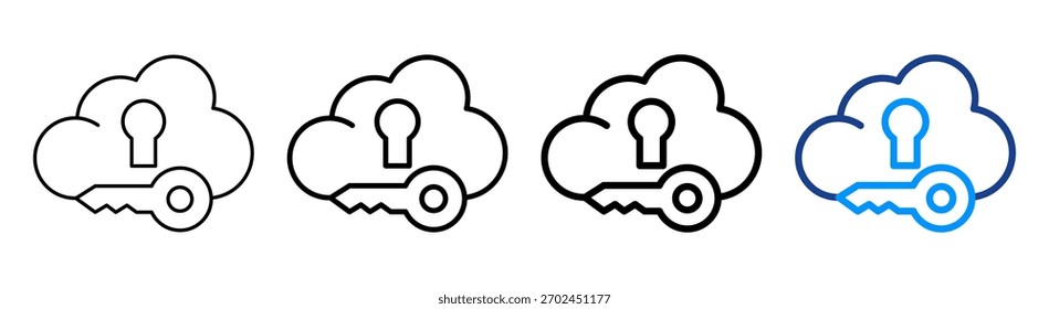 Conjunto de Colección de contorno diferente de icono de clave de nube