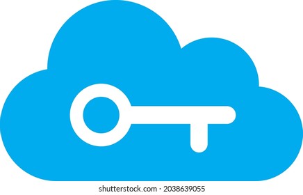 Cloud key icon with flat style. Isolated vector cloud key icon image, simple style.