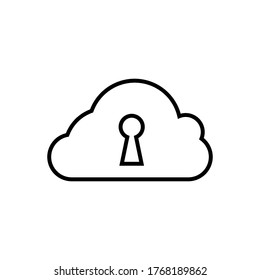 cloud key icon with outline style vector for your web design