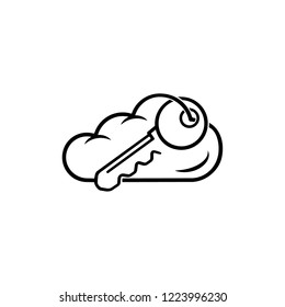 Cloud key icon. Vector and illustration.