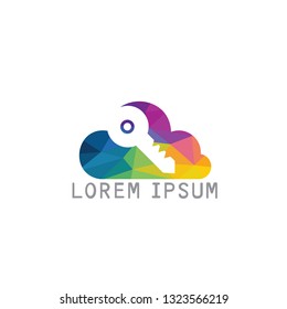 Cloud Key logo design. Logo with a combination of key and cloud. Online Key logo designs vector.