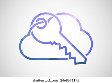 Cloud key logo design vector illustration. Secure sign symbol