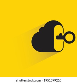 cloud and key with shadow on yellow background