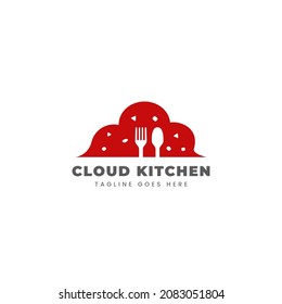 Cloud Kitchen Logo, Modern Digital Online Ghost Kitchen Logo With Cloud Icon Symbol