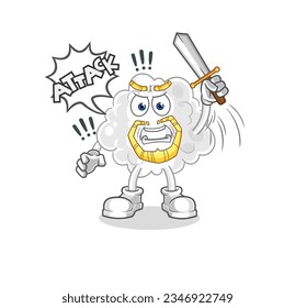 the cloud knights attack with sword. cartoon mascot vector