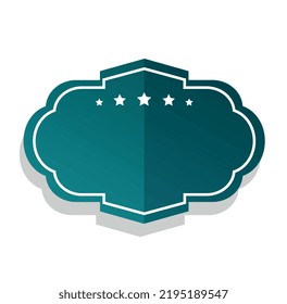 Cloud label with stars. Sticker for social networks. Poster or banner for website, evaluation of goods and services, feedback. Award, reward and trophy, prize. Cartoon flat vector illustration
