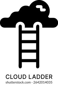 Cloud Ladder Growth Concept Black Fill Icon Design