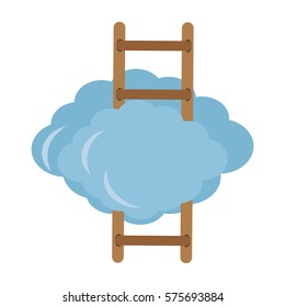 Cloud With Ladder Icon Image, Vector Illustration Design