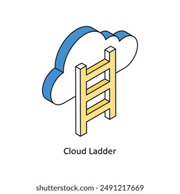 Cloud Ladder Isometric style icon. Symbol on White background EPS 10 File