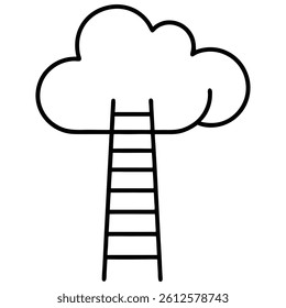cloud with ladder leading up vector on a white background